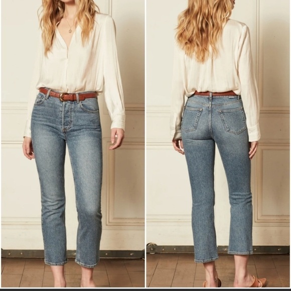 Boyish Revolve Shopbop Brady High Rise Crop Flare Jeans Blue Denim Size 31 NWT - Picture 1 of 8